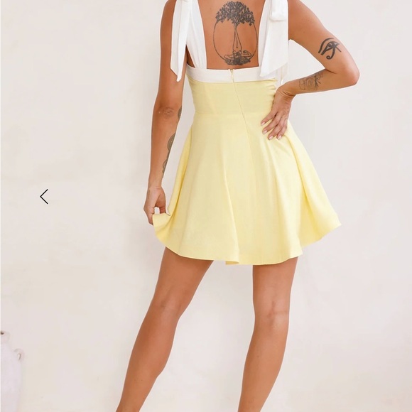 Hello Molly Yellow Mini Dress with White Tie Straps - Picture 3 of 4